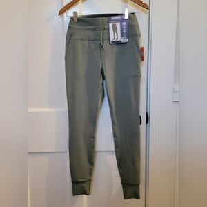 AVALANCHE army olive green striped leggings with drawstring NWT new size M